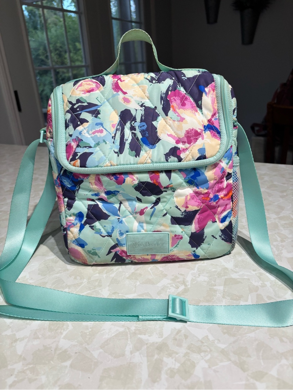 Vera Bradley Mint Floral Quilted Crossbody Lunch Bag